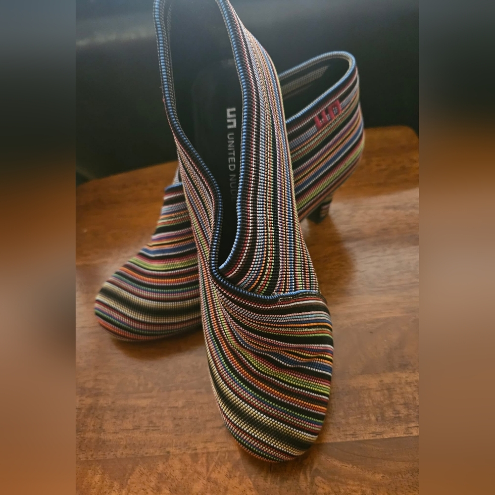 United Nude Striped Multicolor Heeled Booties Size 10